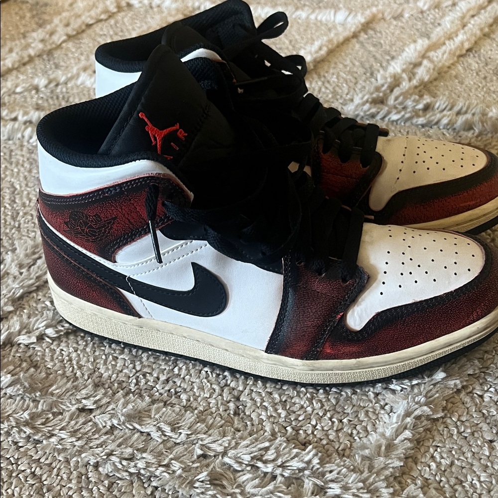 Jordan Men's White and Red Sneakers
